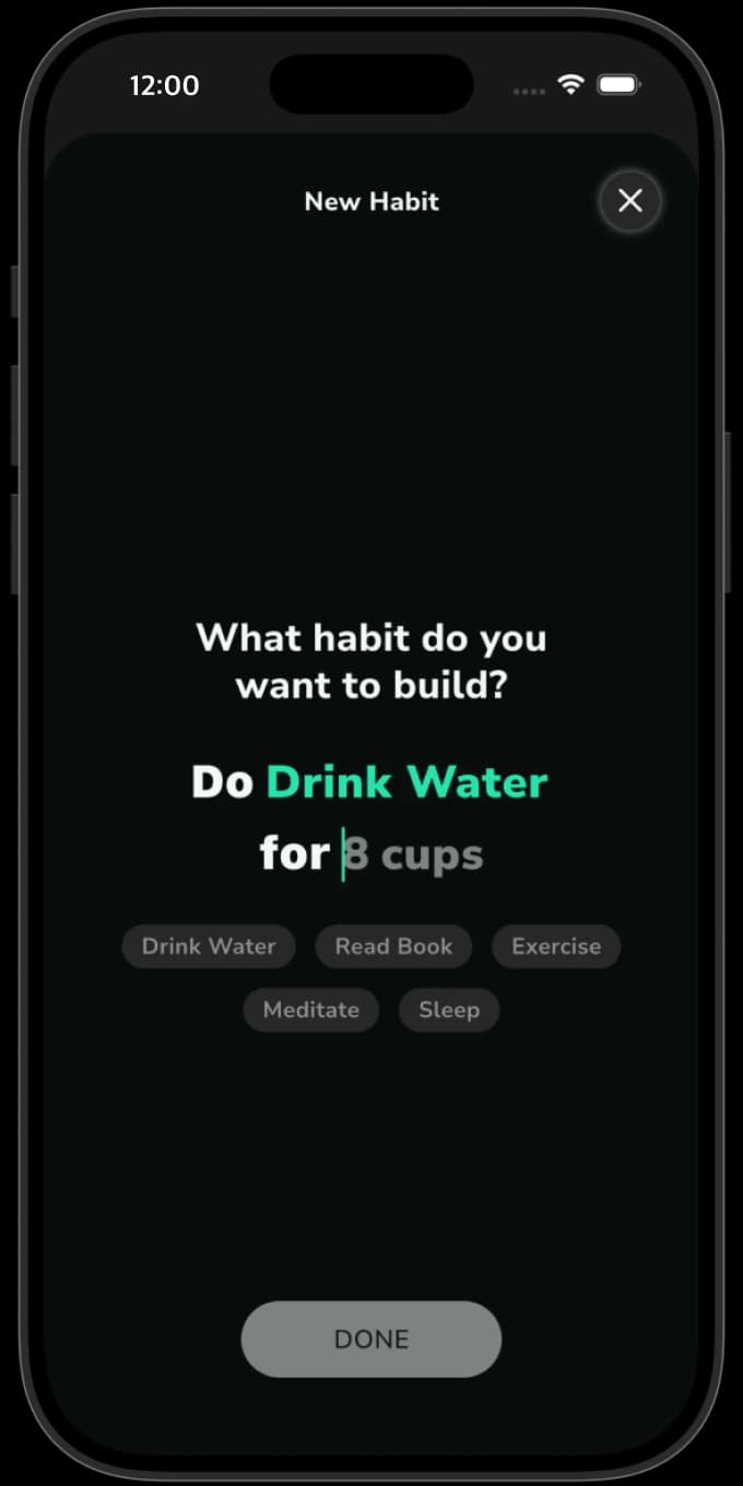 Add new habit screen with goal setting